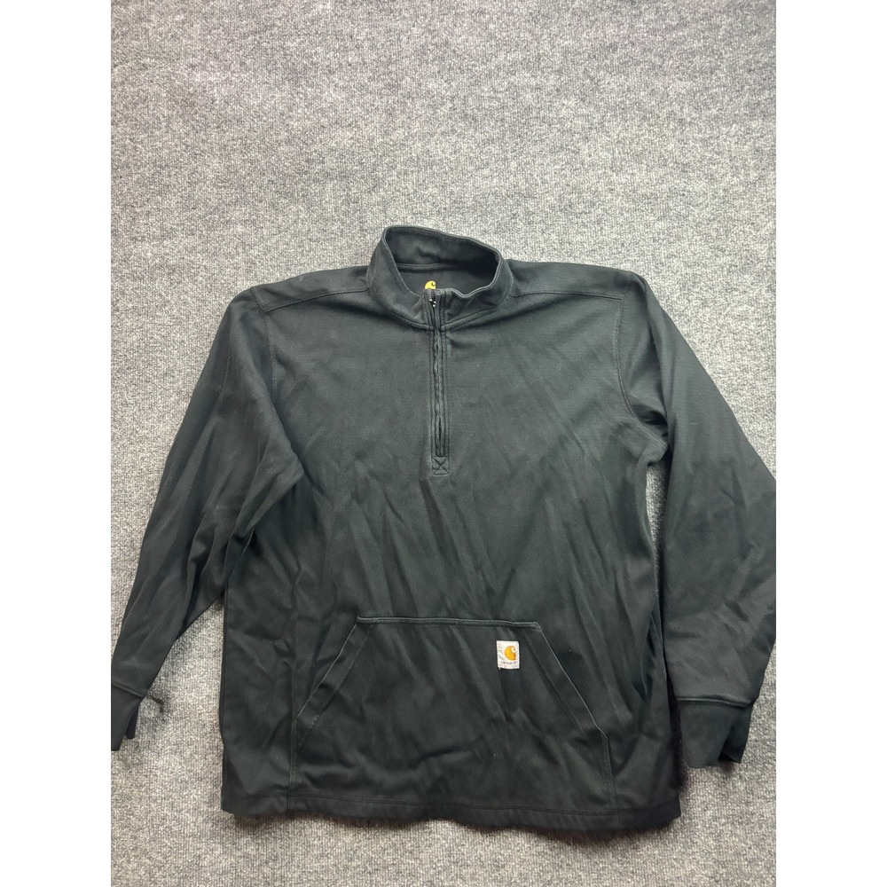 Carhartt Quarter Zip Pullover Mens XL Black Relaxed Fit 104428 N04 Pocket